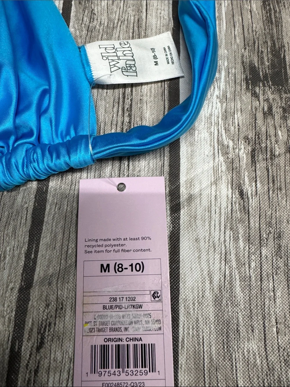 wild fable Shiny Blue Triangle Bikini Top